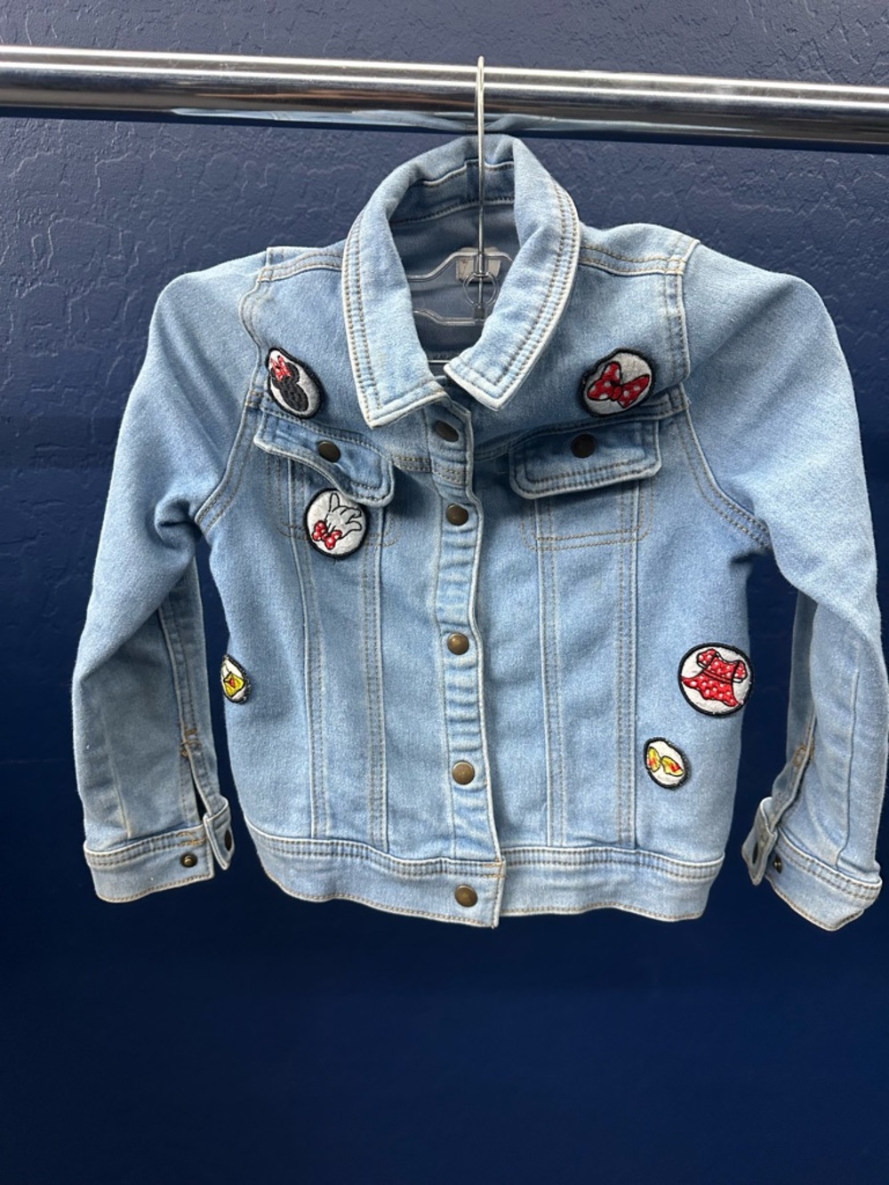 Disney Light Blue Denim Jacket with Character Patch Accents